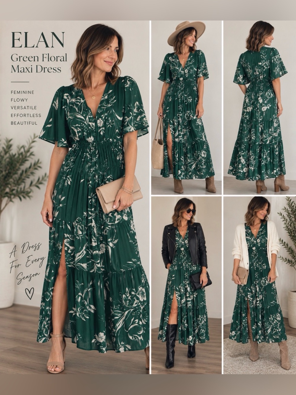 Green floral dress size small